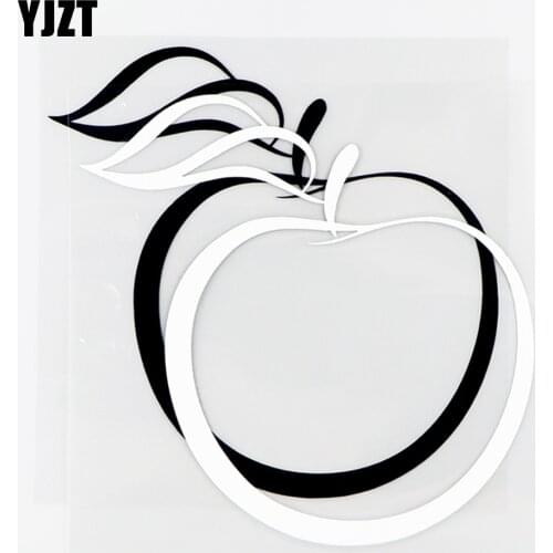 YJZT 14×14.3CM Apple Contour Art Decoration Creative Vinyl Decals Car Stickers Black/Silver 20B-0080