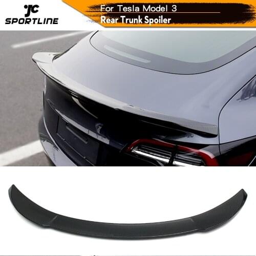 Rear Trunk Spoiler Boot Lip Wing Spoiler For Tesla Model 3 Sport 2017 - 2019 ABS Glossy Black Carbon Look