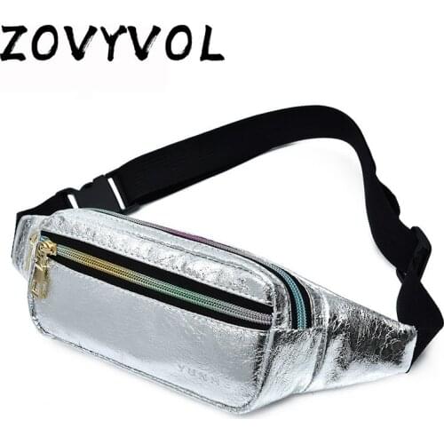 ZOVYVOL Laser Chest Bag Waist Bags Women Pink Silver FannyPack female banana Belt Bag Wallet Bag Leg Holographic Waist Packs