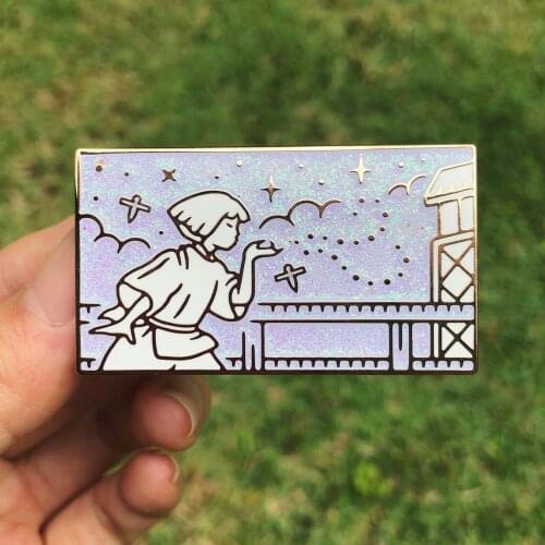 Spirited Awayss Haku Hard Enamel Pin Shiny Cute White Dragon Cube Medal Brooch Jewelry Miyazaki Hayaoss Anime Movie Fans Gifts