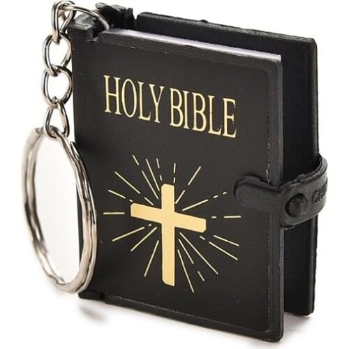 1pc religion english version small size holy bible key chain book keychain christian jesus key ring gift prayer god bless