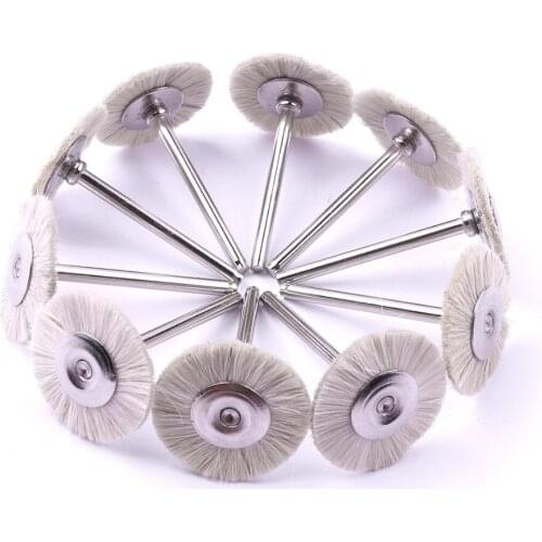 10Pcs 3mm Shank Pure Wool Brush Set T Type Polishing Buffing Brushes Burrs Dremel Accessories Rotary Tool for Dust Removal Tool