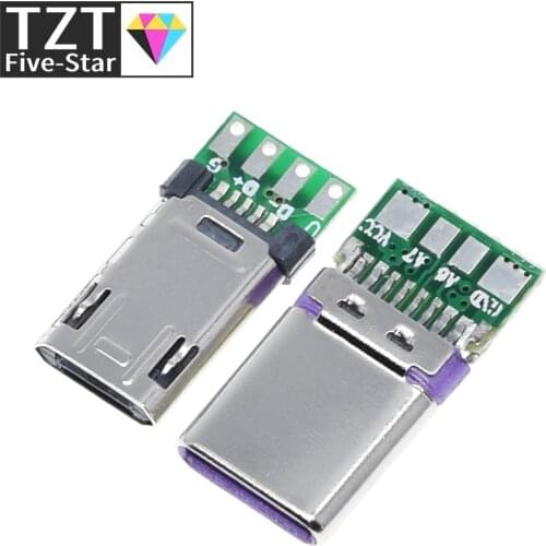 2020 NEW Micro Male Plug With PCB Solder Plate Double-sided Micro 5P Plug Usb Connector+ Type-C Male USB Connector With 4Pin PCB