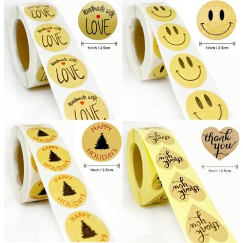 500pcs Heart Thank you smile Stickers seal labels Labels stickers scrapbooking for Package wedding party decoration sticker