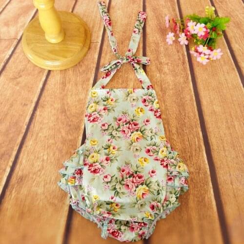 Free shipping Princess flower cotton bubble romper Childrens kids floral cotton playsuits baby girls cotton floral garments