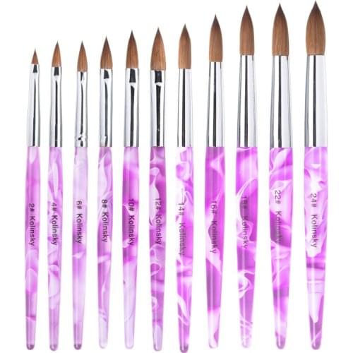 CHNRMJL NO.8/10 Pure 100% Kolinsky Sable Acrylic Nail Brush UV Gel Carving Liquid Powder Crystal Pen DIY Nails Art Manicure Tool