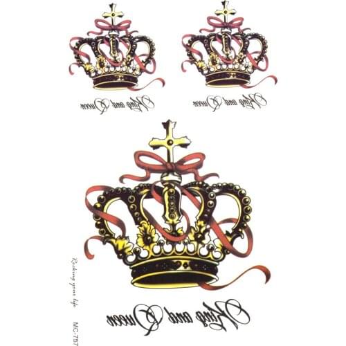 Color crown Temporary Tattoo Sticker For Body Luxury Lettering Style Tattoo Sex Products Women Men Fake Tatoo Flash Tattoo