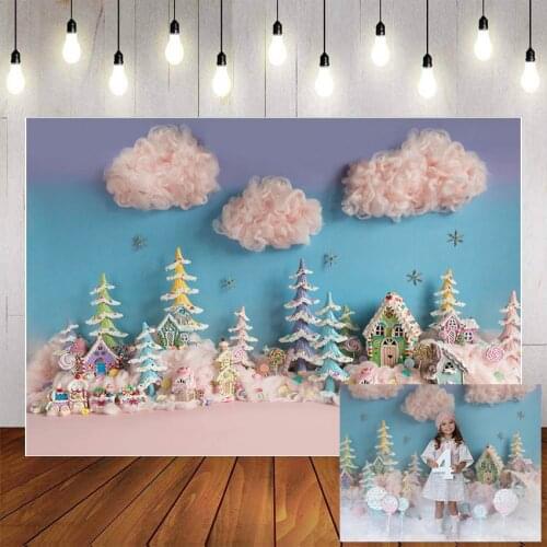 Mehofond Christmas Candy House Photography Background Sweet Lollipop Kids Children Portrait Decor Backdrop Photo Studio Props
