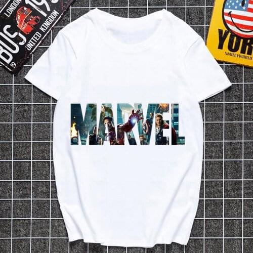 New Marvel The Avengers Iron Man Captain America Hulk Thor Graphic T Shirts Womens Print Round Neck Short Sleeve T-Shirts Tops