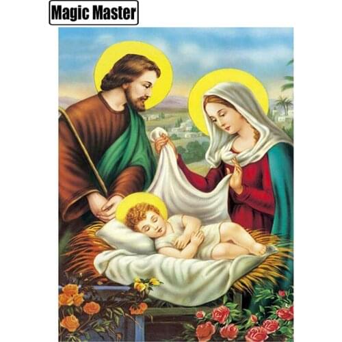Full Square/round Diamond Painting Rhinestones Picture Holy Family Church Handicraft Diamond Mosaic Embroidery home Decoraction