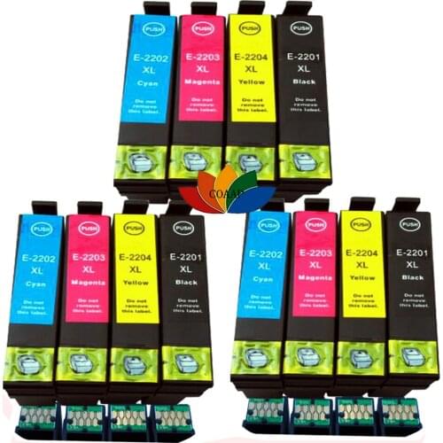 12x Compatible T2201 T2202 T2203 T2204 Ink Cartridge for Epson WorkForce WF-2760 WF-2630 WF2650 WF-2660 Printer