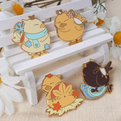 Final Fantasy XIV FF14 Crown Chocobo Cosplay Anime Metal Bedge Bag Badge Button Brooch Pin Souvenir Costume Props Gift