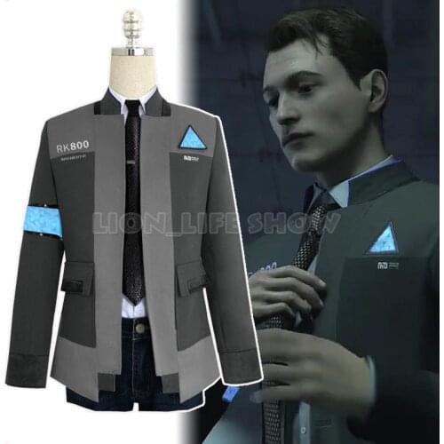 Detroit: Become Human Connor RK800 Cosplay Costume Suit Outfit Mens Coat Jacket