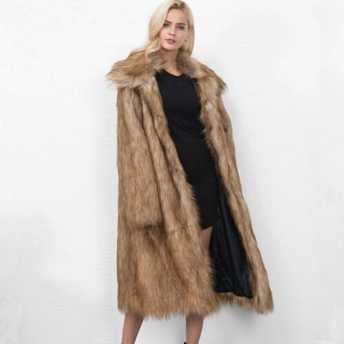 Savabien 2019 Winter New Fashion Women Furry Faux Fur Jacket Coats Female Thick Warm Outerwear Vintage Long Sleeve Faux Fur Coat