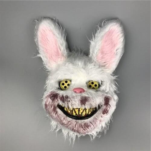 Hallowee Bloody Rabbit Mask Horror Plush Mask Shape Masquerade Party Cosplay Mask Figure Model Festive Party Supplies