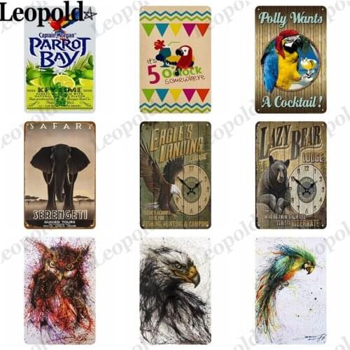 Animal Metal Plaque Elephant Letter Parrot Vintage Poster Tin Plate Shabby Chic Bar Home Club Decoration 20X30Cm