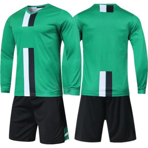 Kids Adults Soccer Jersey Set Survetement Football Kit Child Men Long Sleeve Training Suit Football Uniform Shirt Pocket Shorts