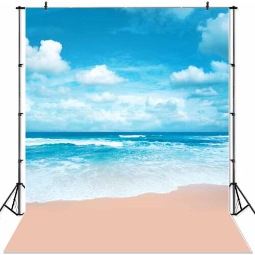 NeoBack 5x7ft Poly Vinyl Summer Sea Beach View Photo Backgrounds Photo Studio Indoor Children Summer Portrait Photo Backdrops