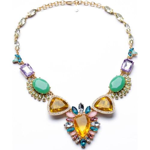 Bulk Price 2014 New Arrival Fashion Accessories Perfume Women Colorful Stone Setting Necklace