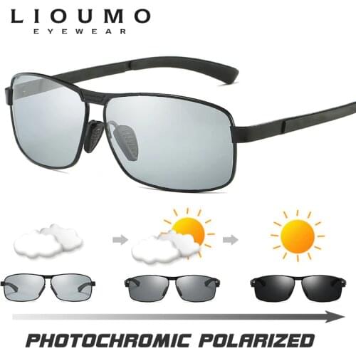 Magnesium aluminum Frame Photochromic Chameleon Sunglasses Men Polarized Sun Glasses All-weather Discoloration lunette de soleil