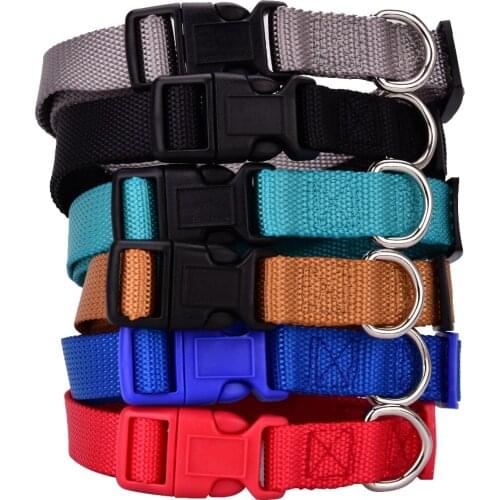 42 pcs Pet Dog Collar Classic Solid Basic Polyester Nylon Dog Collar with Quick Snap Buckle, Can Match Leash & Harness