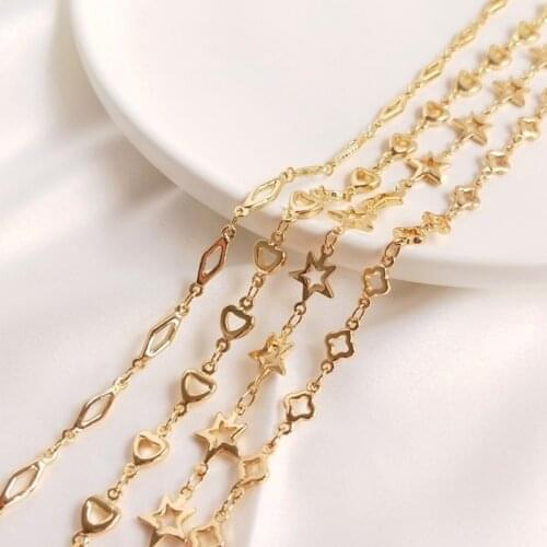 Plated True Gold Necklace Star Heart Bracelet Necklace Link Chains DIY Jewelry Making Accessories Jewellery Findings