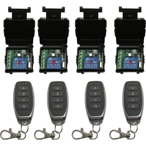 Smart Multiple DC 12V 10A 315/433 MHz 1CH 1CH Wireless Relay RF Remote Control Switch Receiver+ 4 Button Transmitter