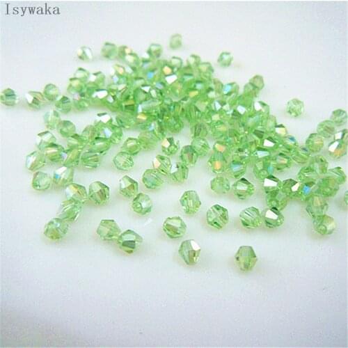 Isywaka Sale Light Green AB Color 650pcs 3mm Bicone Austria Crystal Beads Glass Beads Loose Spacer Bead for DIY Jewelry Making