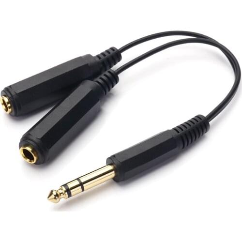 1/4 Splitter, 1/4" TRS Stereo Male to Dual 1/4" TRS Stereo Female Y Splitter Cable Quarter Inch Splitter Cord - 8 Inch / 20cm