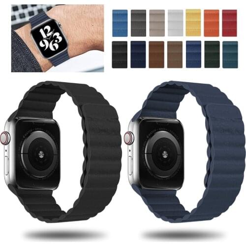 Strap for Apple Watch 5 4 3 6 38mm 42mm Leather loop belt bracelet iWatch series 6 5 4 3 SE correa apple watch band 44mm 40mm