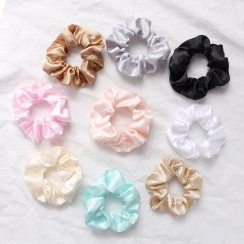 2020 Satin/Velvet Hair Scrunchies Women Elastic Hair Bands Girls Headwear Bright Color Silk Ponytail Holder Hair Tie Accessories