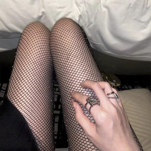 Sexy Fishnet Tights Womens Delight Fishnet with Diamond Mesh Stockings Lady Shiny Rhinestone Nylons Pantyhose Stockings Women