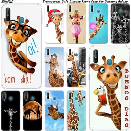 Cute animal giraffe Silicone Phone Case For Samsung Galaxy A80 A70 A60 A50 A40 A40S A30 A20E A2CORE M40 Note 10 Plus 9 8 5 Cover