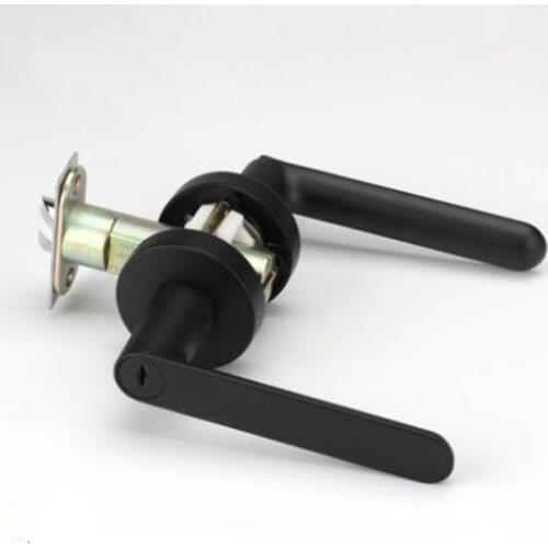 Modern simple black indoor wooden door handles antique black beathroom door lock without key