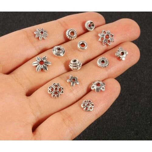 Tibetan Antique Silver Color Metal Bead End Caps Rondelles Loose Spacer Beads for Jewelry Making DIY Charms Bracelet Accessories