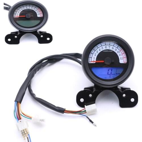 Universal Motorcycle LCD Instrument DC 12V Scooter Speedometer Odometer Tachometer with Fuel Meter Motorbike Motor Retro Meters