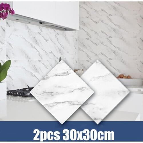 Modern Kitchen Stickers Waterproof Oilproof Marble Pattern Wall Stickers Selfadhesive Floor Sticker Protect Desktop 30*30cm