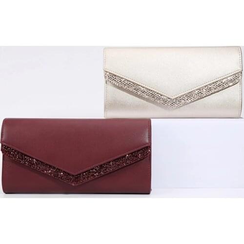 Womens Leather Handbag Envelop Evening Clutch Bag Wedding Purse Elegant Party Wallet