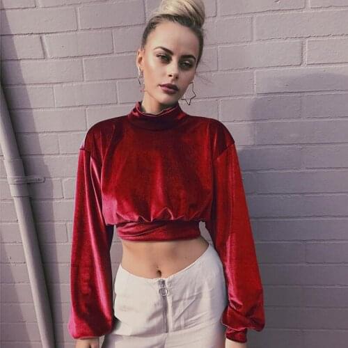 IAMSURE 2020 Autumn Fashion Turtleneck Long Sleeve Cropped Sweatshirt Women Streetwear Casual Solid Female Pullover Sweatshirt