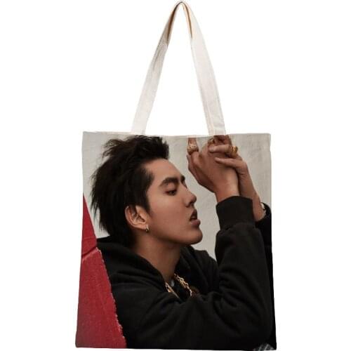 Ladies Handbags KRIS WU EXO Canvas Tote Bag Cotton Cloth Shoulder Shopper Bags for Women Eco Foldable Reusable Shopping Bags
