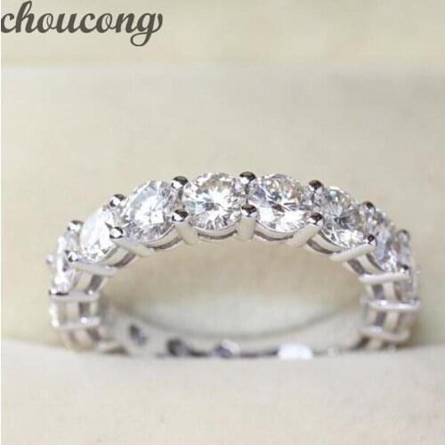 Choucong Fashion Women Band 925 sterling Silver ring Round 4mm 5A Zircon Cz Engagement Wedding Band Rings For Women Gift