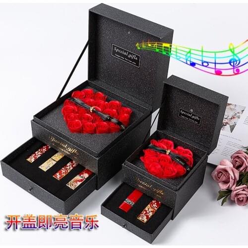 1pcs New Year Christmas Gift Box Lipstick Gift Box 520 Music Box Flower Box Eternal Life Perfume Box Gift Box