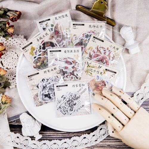10 Sets Yuxi and paper sticker bags Flower Messenger Series Vintage Hand account DIY material decorative stickers Stationery