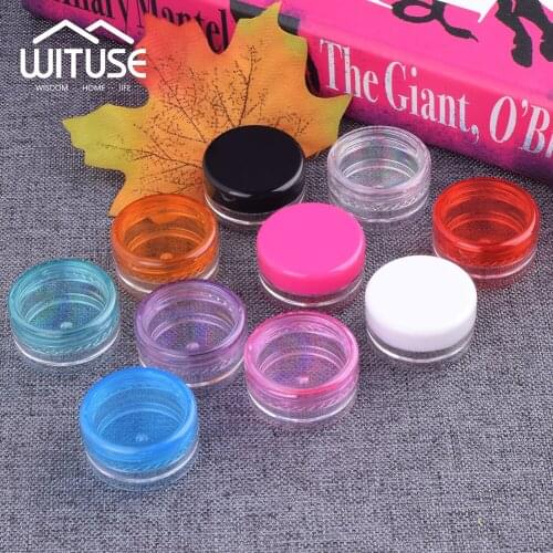 10PCS 3/5g Round Pot Bottles Transparent Plastic Cosmetic Makeup Cream Container Empty Jar Box Nail Art Bead Storage Refillable