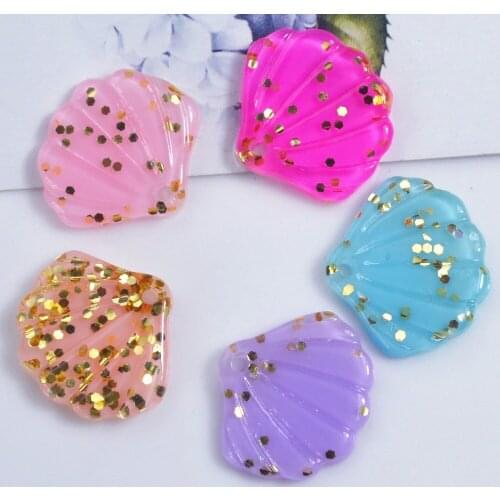 10pcs/lot Mixed 6 Colors 18X20mm Kawaii Resin Shell Cabochon With One Hole Flatback For Earring Pendent DIY Decoration Favor