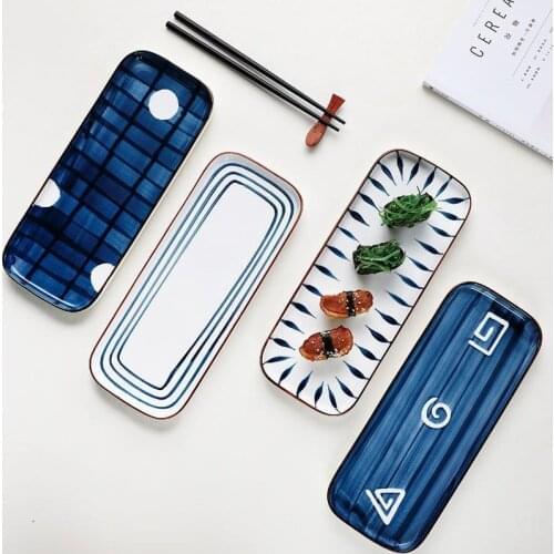 12 inch Rectangular Sushi Plate Japanese Style Creative Hand-painted Home Dessert Plate Snack plate Tableware