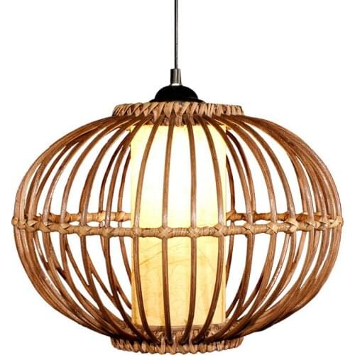 14" Southeast Asia Rattan Bedroom Pendant Light Study Dining Room Pendant lamp Traditional Restaurant Pendant Lighting Fixtures