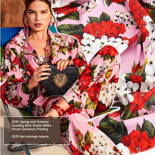2020 Best-Selling Textiles European and American Show Series Meiko Smart Geranium Printed Clothing Custom Fabric