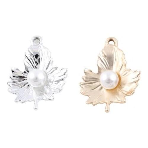 25x20mm (Gold,Silver Color) 20PCS/lot Maple Leaf Pendant Charm DIY Hang Accessory Fit For Floating Locket Jewelrys