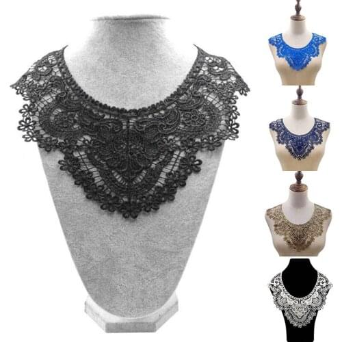 3D Hollow Lace Fabric Dress Applique Motif Blouse Sewing Trims DIY Lace Collar Sewing Craft Lace Neckline Decor Scrapbooking